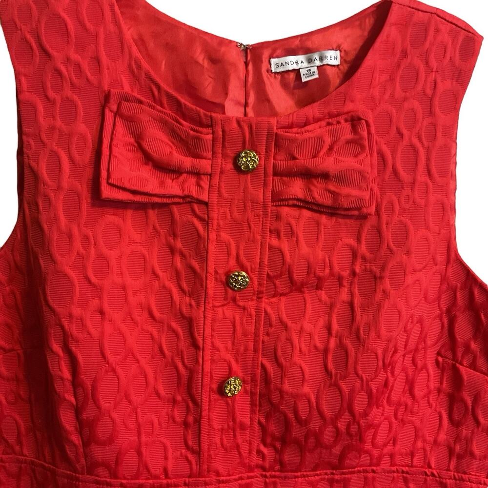 Red Sleeveless Dress| Sz 18 |Cotton Blend |Jacquard Sheath Career - Picture 3 of 13